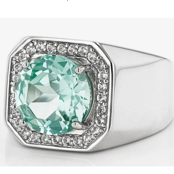 925 Green Spinel Men’s Ring - Picture 4 of 12